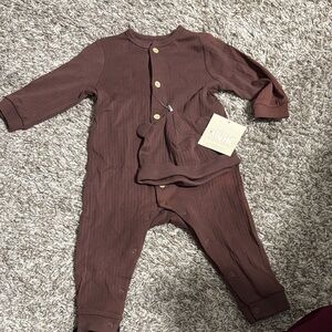Little Me Brown Kids Footie with Hat